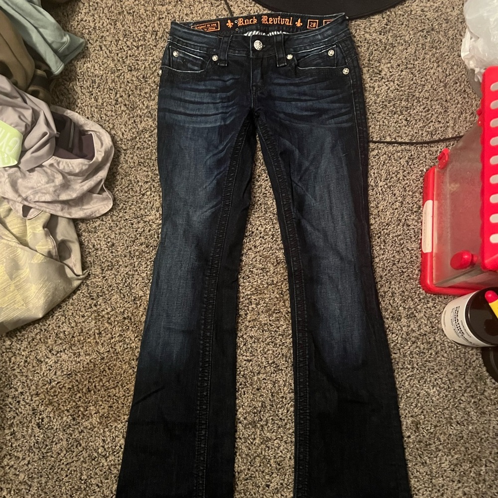 Rock Revival Women's Dark Blue Jeans wide leg boot jeans